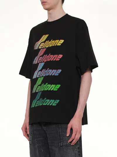 We11 Done Multi Rainbow Logo T-shirt In Black