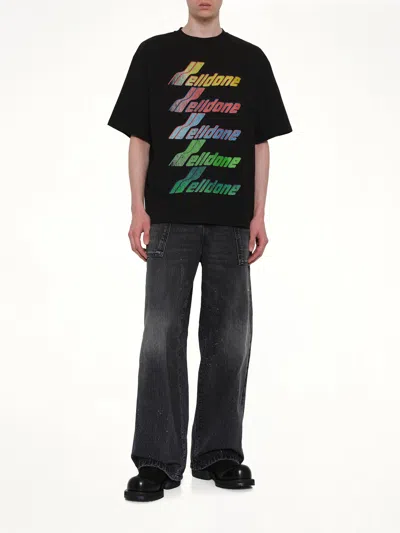 We11 Done Multi Rainbow Logo T-shirt In Black