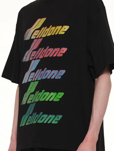 We11 Done Multi Rainbow Logo T-shirt In Black