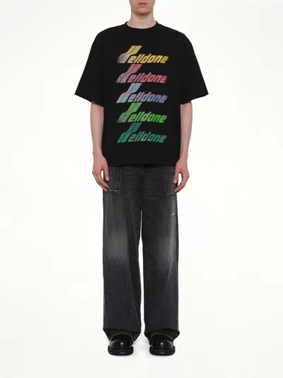 We11 Done Multi Rainbow Logo T-shirt In Black