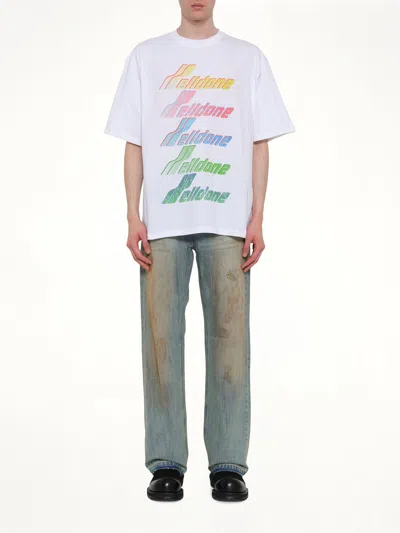 We11 Done Multi Rainbow Logo T-shirt In White