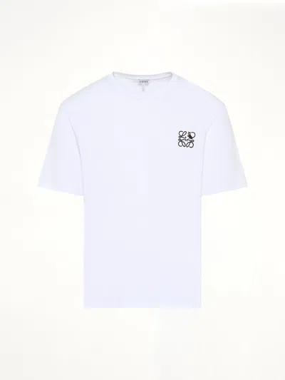 Loewe Two-tone Anagram Embroidery Cotton T-shirt Clothing In White