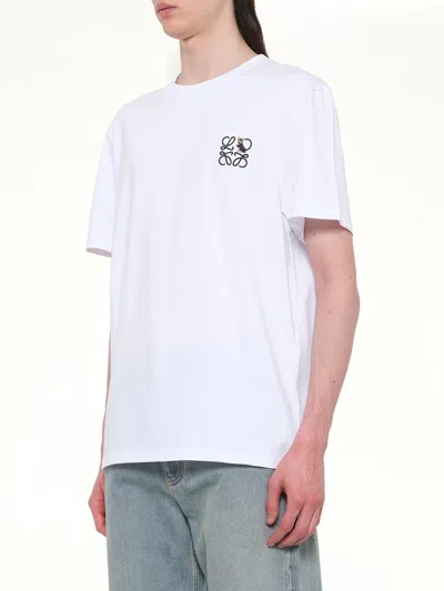 Loewe Two-tone Anagram Embroidery Cotton T-shirt Clothing In White