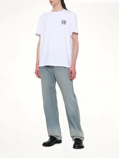 Loewe Two-tone Anagram Embroidery Cotton T-shirt Clothing In White