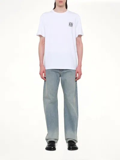 Loewe Two-tone Anagram Embroidery Cotton T-shirt Clothing In White