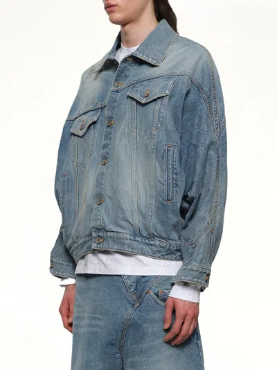 Doublet Distorted Cutting Denim Jacket In Blue
