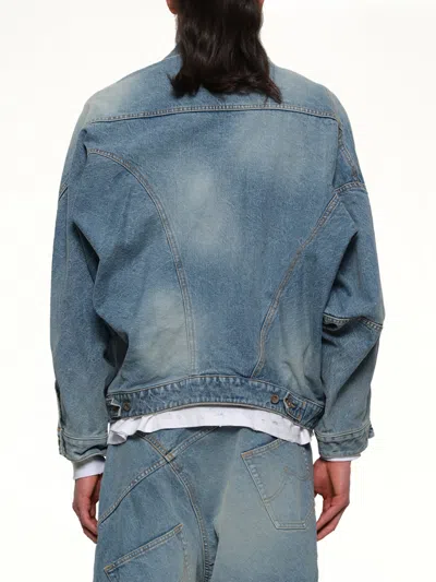 Doublet Distorted Cutting Denim Jacket In Blue