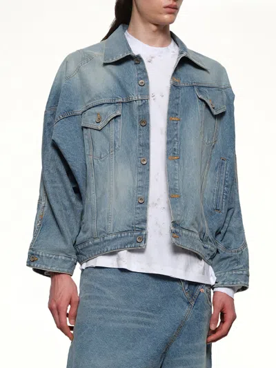 Doublet Distorted Cutting Denim Jacket In Blue
