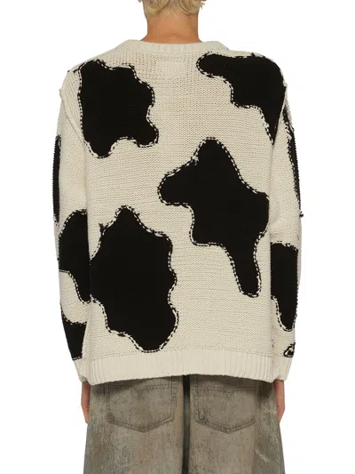 Doublet Acting Cow Knit Pullover In White
