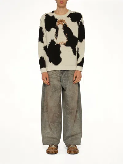 Doublet Acting Cow Knit Pullover In White