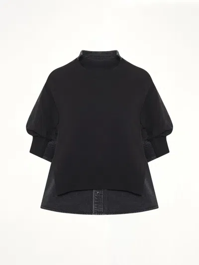 Sacai Denim X Knit Pullover In Black