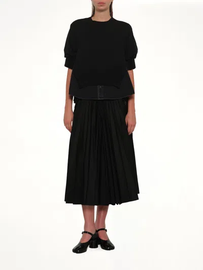 Sacai Denim X Knit Pullover In Black