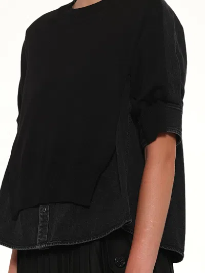 Sacai Denim X Knit Pullover In Black