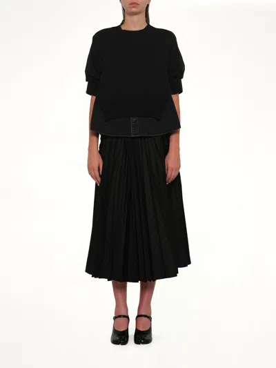 Sacai Denim X Knit Pullover In Black