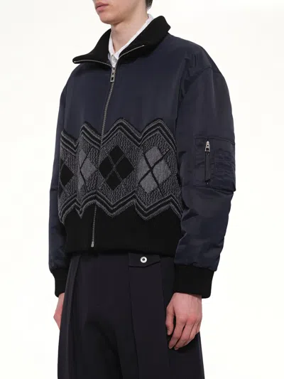 Loewe Argyle Bomber Jacket In Blue