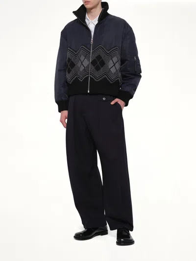 Loewe Argyle Bomber Jacket In Blue