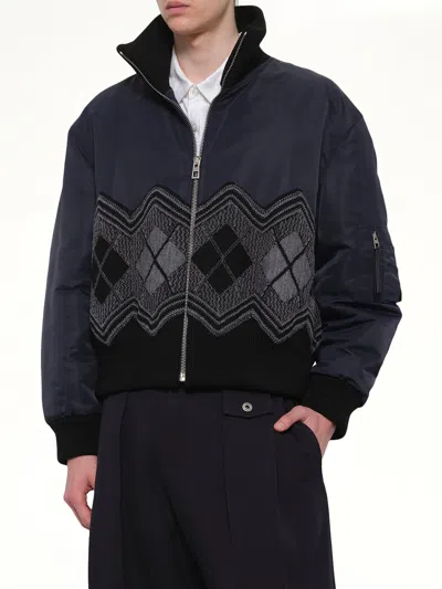 Loewe Argyle Bomber Jacket In Blue