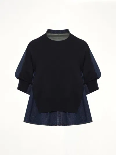 Sacai Denim X Knit Pullover In Black
