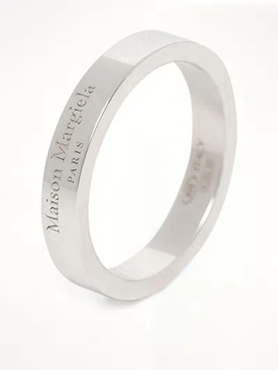 Maison Margiela Logo Reference Ring 4mm In Silver