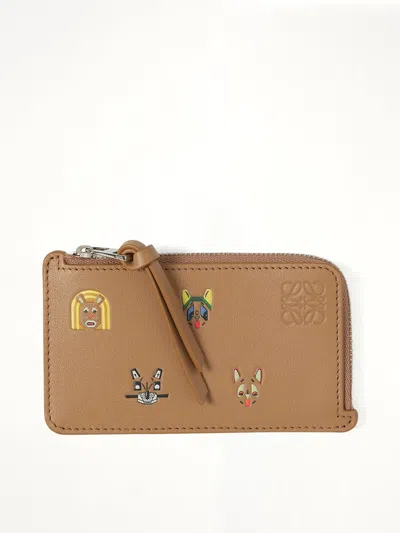 Loewe X Louis Wain Leather Cats Coin Card Holder In Brown