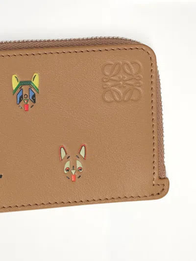 Loewe X Louis Wain Leather Cats Coin Card Holder In Brown