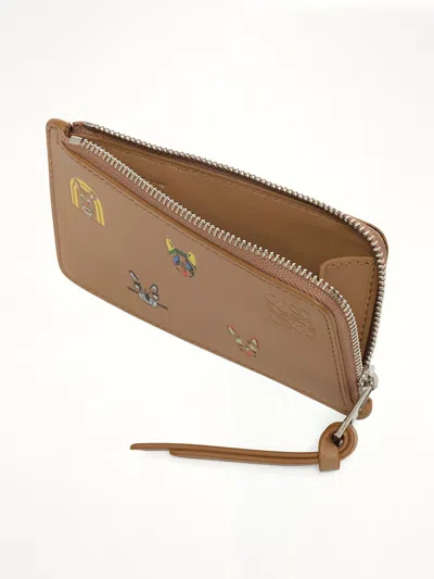 Loewe X Louis Wain Leather Cats Coin Card Holder In Brown