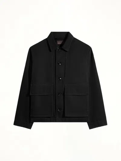 Lemaire Collared Boxy Jacket Front Pockets Stitching In Black