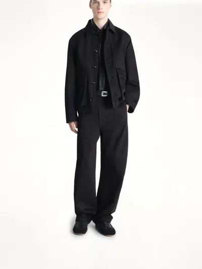 Lemaire Collared Boxy Jacket Front Pockets Stitching In Black