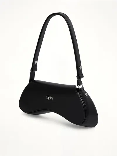 Diesel Play Logo Plaque Shoulder Bag In Black