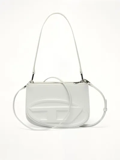 Diesel Smooth Leather Shoulder Handbag With Adjustable Strap In White