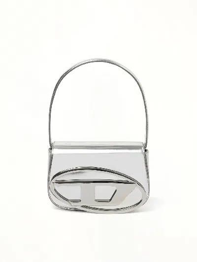 Diesel Luxurious Leather Shoulder Bag 1dr In Silver