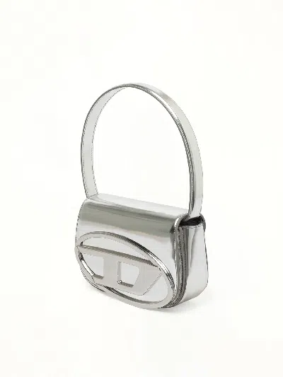 Diesel Luxurious Leather Shoulder Bag 1dr In Silver