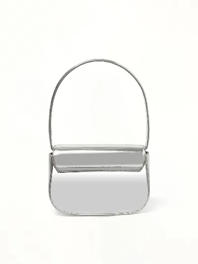 Diesel Luxurious Leather Shoulder Bag 1dr In Silver
