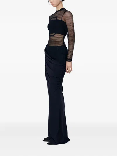 Christopher Esber Sheer-paneled Draped Top In Black