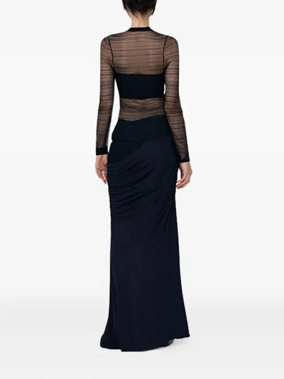 Christopher Esber Sheer-paneled Draped Top In Black