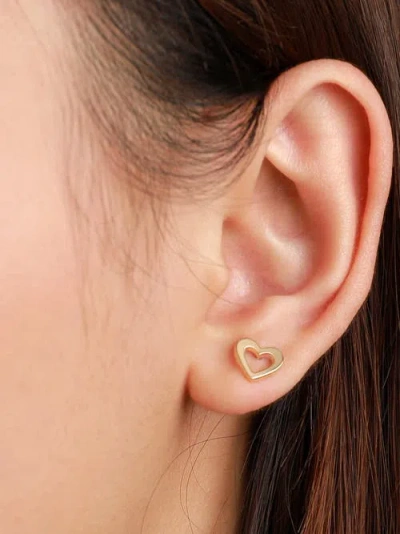 Devata Open Heart Stud Earrings In Gold