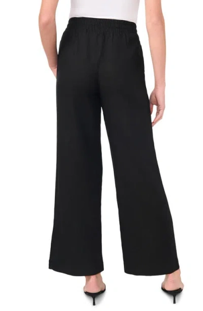Cece Drawstring Linen Blend Pants In Black