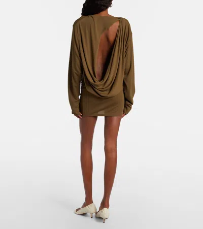 Jacquemus The Mistral Open-back Draped Jersey Mini Dress In Green