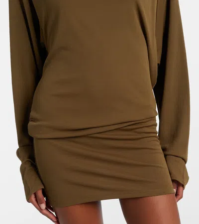 Jacquemus The Mistral Open-back Draped Jersey Mini Dress In Green