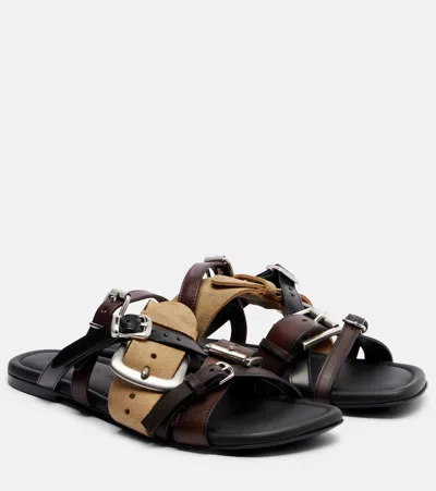 Acne Studios Brown Leather Belts Strap Sandals In Brown