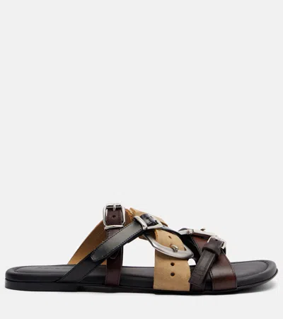 Acne Studios Brown Leather Belts Strap Sandals In Brown
