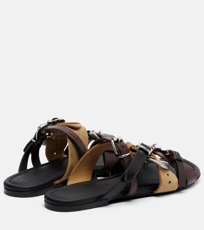Acne Studios Brown Leather Belts Strap Sandals In Brown