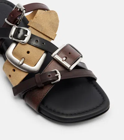 Acne Studios Brown Leather Belts Strap Sandals In Brown