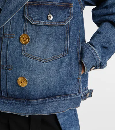 Sacai Double-breasted Denim Jacket In Blue