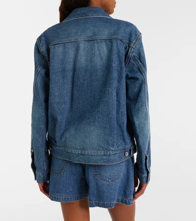 Sacai Double-breasted Denim Jacket In Blue