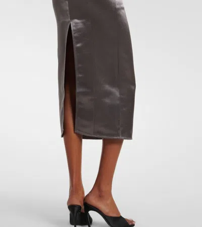 Attico Open-back Satin Midi Dress In Brown