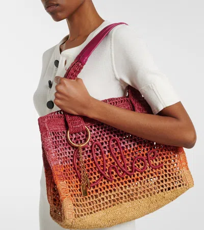 Chloé Womens Multicolor Orange Summer Banana East-west Raffia Tote Bag In Multi