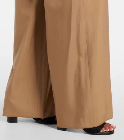 Max Mara Bronte Virgin Wool Blend Wide Leg Pants In Brown
