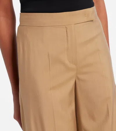 Max Mara Bronte Virgin Wool Blend Wide Leg Pants In Brown