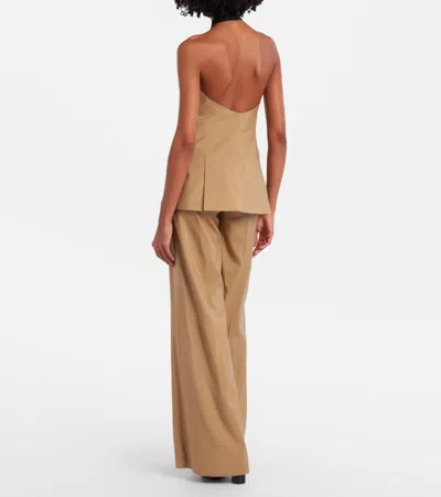 Max Mara Bronte Virgin Wool Blend Wide Leg Pants In Brown